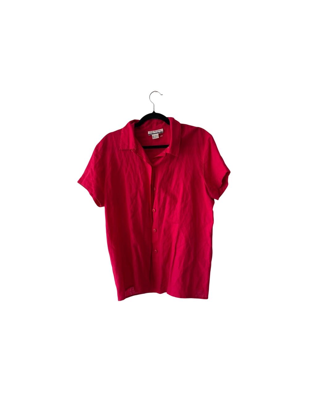 Vintage Dana Alexandra Linen Red Short Sleeve Top